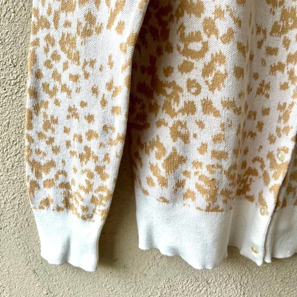 Loft Cheetah Print Tan Cardigan Sweater Small - Picture 3 of 6